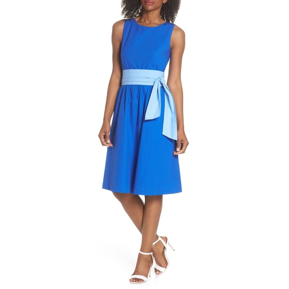 J. Crew Dresses & Skirts - J. Crew Sapphire Two-tone Tie Waist Sheath Dress